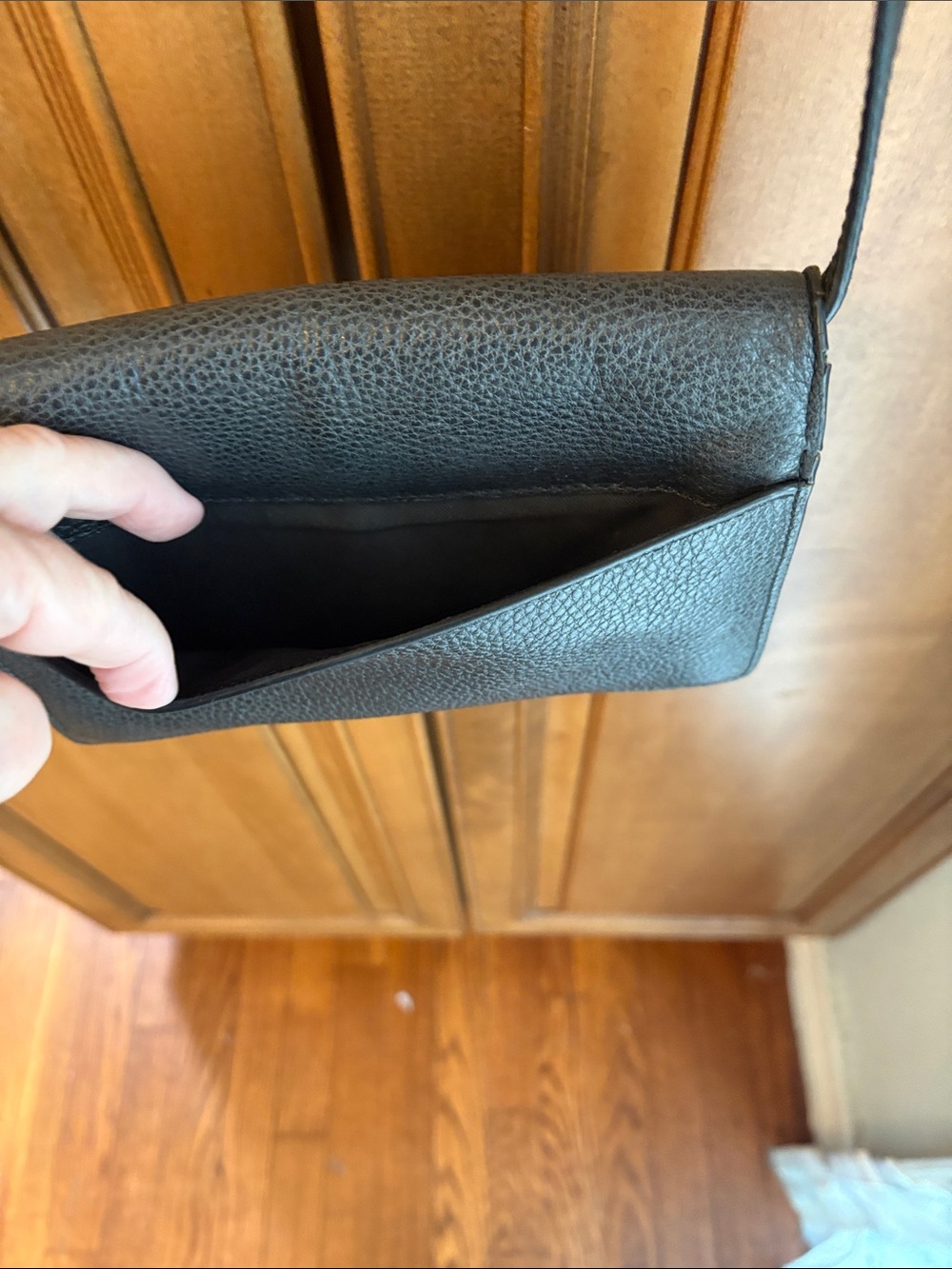 Coach Black Pebbled Leather Crossbody Wallet - Picture 8 of 10